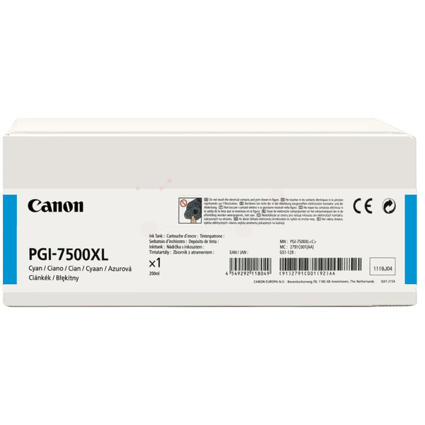 Druckkopfpatrone cyan / Canon - 2791C001 / PGI-7500C Druckkopfpatrone cyan / Canon - 2791C001 / PGI-7500C