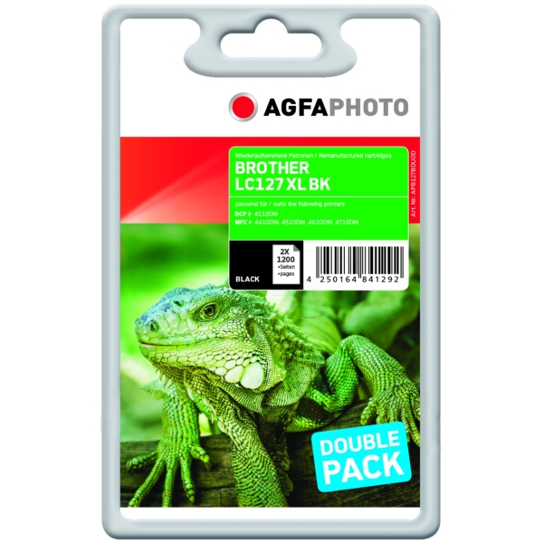 Tinte / AgfaPhoto - APB127BDUOD ersetzt LC-127XLBKBP2 - Doppelpack Tinte / AgfaPhoto - APB127BDUOD ersetzt LC-127XLBKBP2 - Doppelpack